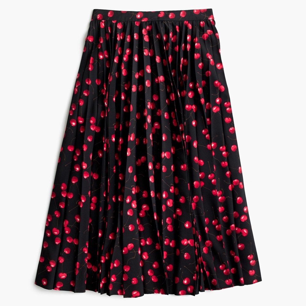 J.Crew Cherry Pleated Midi Skirt